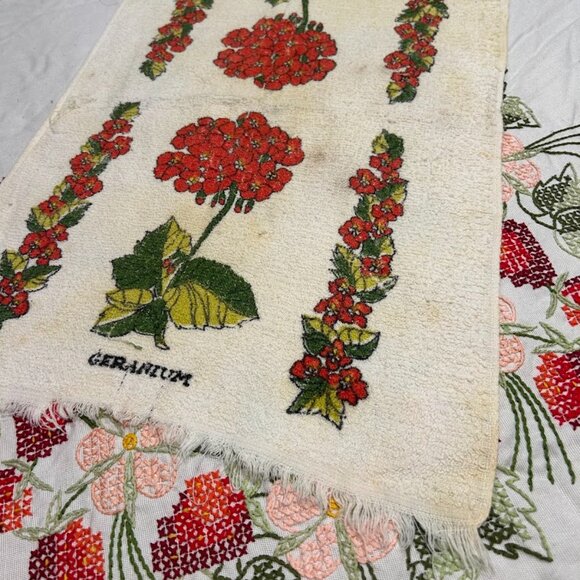 Vintage Cannon Hand Tea Kitchen Towel Geranium Floral Botanical Cottage Retro - Picture 5 of 5